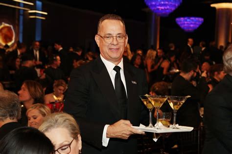 Tom Hanks With Tray Of Martinis At The Golden Globes Popsugar Celebrity