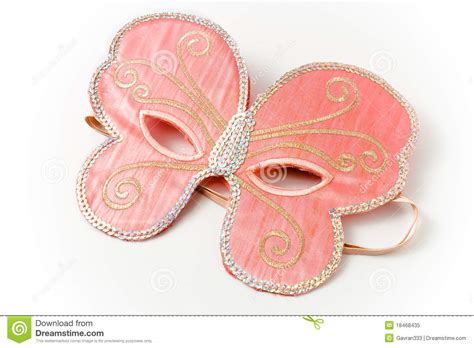 pink carnival mask in shape of a butterfly royalty free
