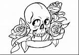 Skull Coloring Pages Skulls Roses Flowers Rose Sugar Drawing Easy Cool Outline Skeleton Printable Crosses Drawings Calavera Print Deer Flames sketch template