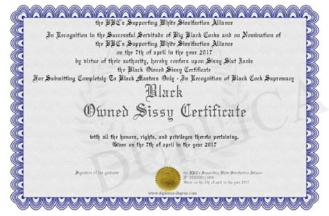 Black Owned Sissy Certificate Sissyciarra