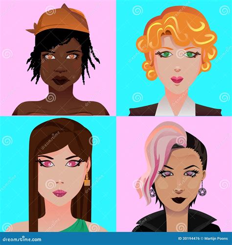 girls avatars stock vector illustration  real girls