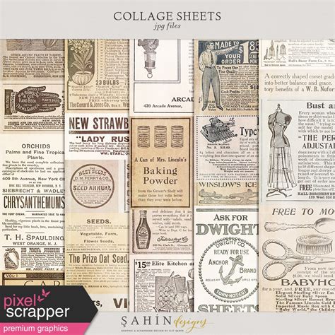 vintage collage sheets  elif sahin graphics kit digitalscrapbook