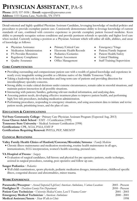 resume  cv physician assistant