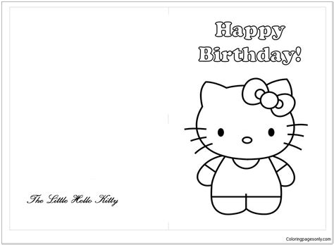 kitty happy birthday greeting cards coloring page