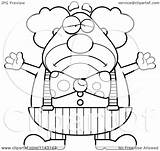 Clown Sad Cartoon Circus Clipart Chubby Cory Thoman Coloring Outlined Vector Royalty sketch template