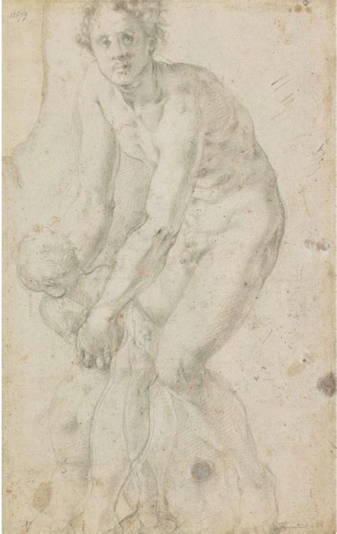 jacopo pontormo  young man holding  small child   male