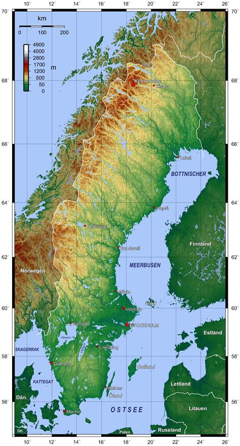landkarte schweden topographische karte weltkartecom karten und