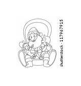 Illustration Vector Lap Sitting Santa Coloring Outlined Girl Kids Curly Toddler Outline Cartoon Hair Shutterstock Stock sketch template