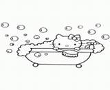 Hello Kitty Coloring Pages Bath Bubble Printable sketch template