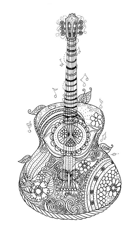 guitar coloring page guitar mandala coloring pages adult coloring pages