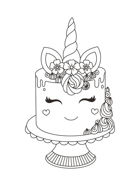 unicorn cake coloring pages coloringlib