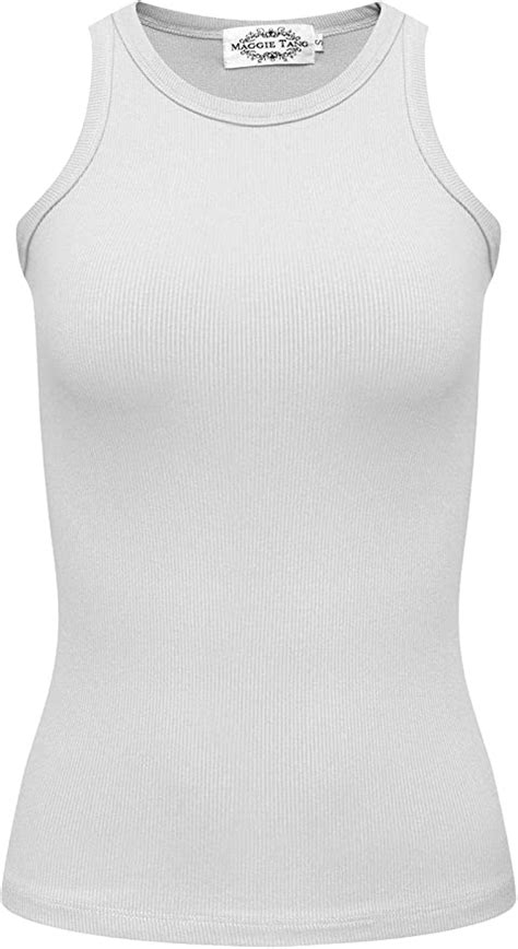 sleeveless ribbed high neck slim knit workout tank top cami shirt