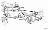 Cadillac Coloring Car Pages Town Cars Color Silhouettes Old Drawing Classic Antique sketch template