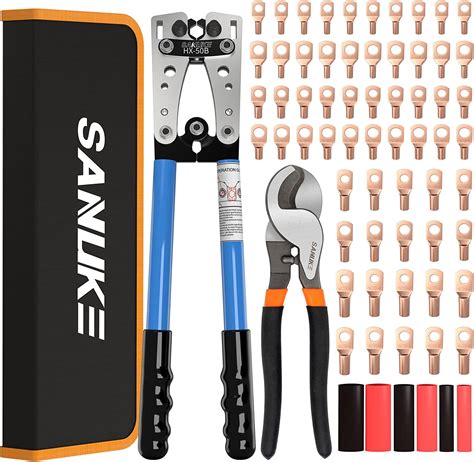 Sanuke Battery Cable Lug Crimping Tool Kit With Cable Cutter 60pcs Ring