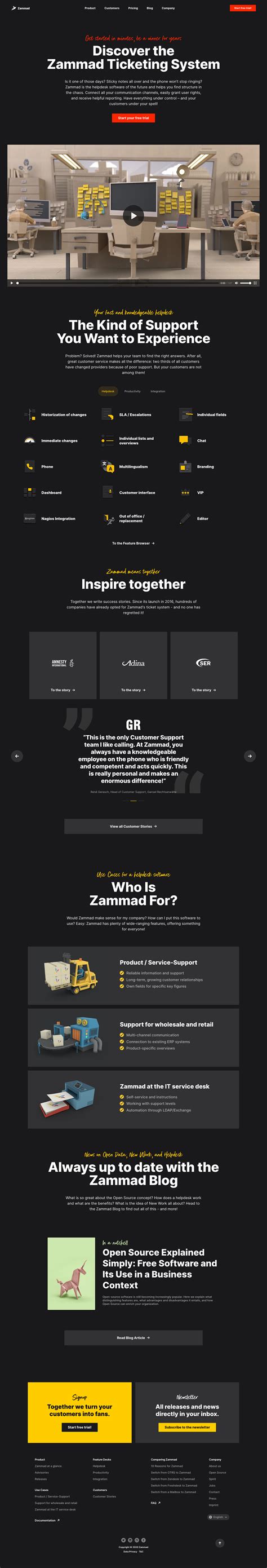 zammad landing page design inspiration lapa ninja