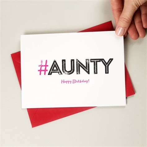 hashtag auntie aunty or aunt birthday card by a is for alphabet