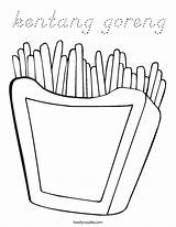 Coloring Food French Junk Fries Kentang Goreng Pages Chips Favorite Unhealthy Book Outline Kids Print Color Character Cartoon Potato Built sketch template