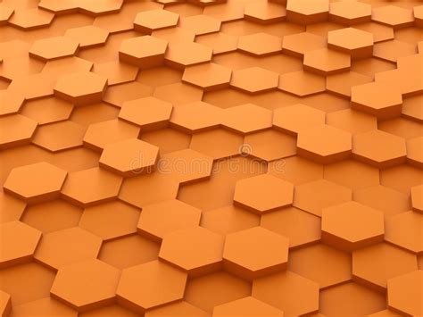 background of 3d orange hexagon blocks stock illustration