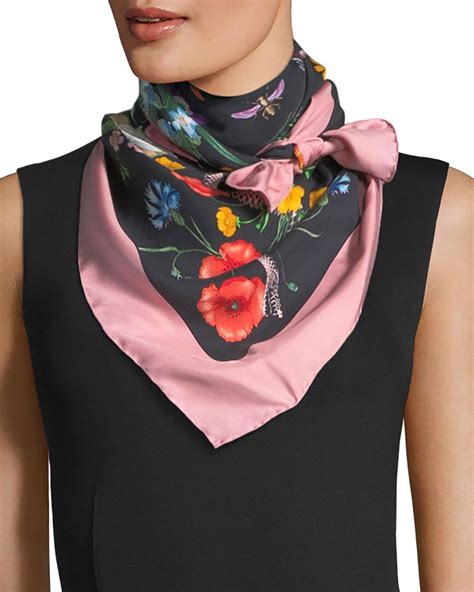 gucci floral print silk scarf neiman marcus