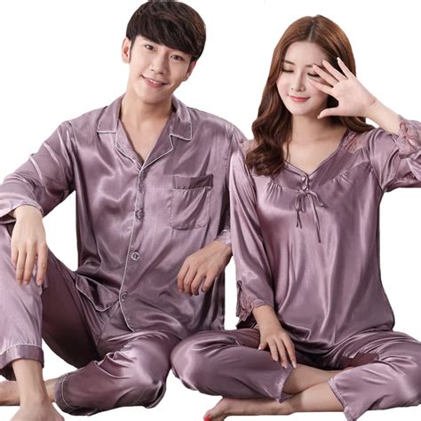 Spring Lovers Solid 2pcs Sleepwear Autumn Pajama Set For Couple Plus