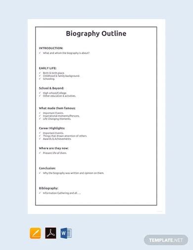 biography outline  examples format  examples