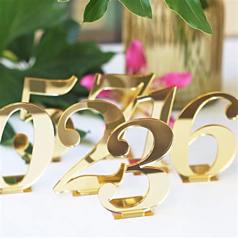 acrylic table numbers mirror gold table number mirrir