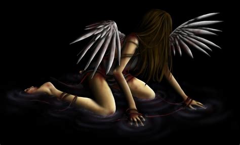 fiction angel girl wings water black background hd wallpaper