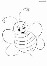 Bee Coloring Smiling Printable Bees Animals sketch template