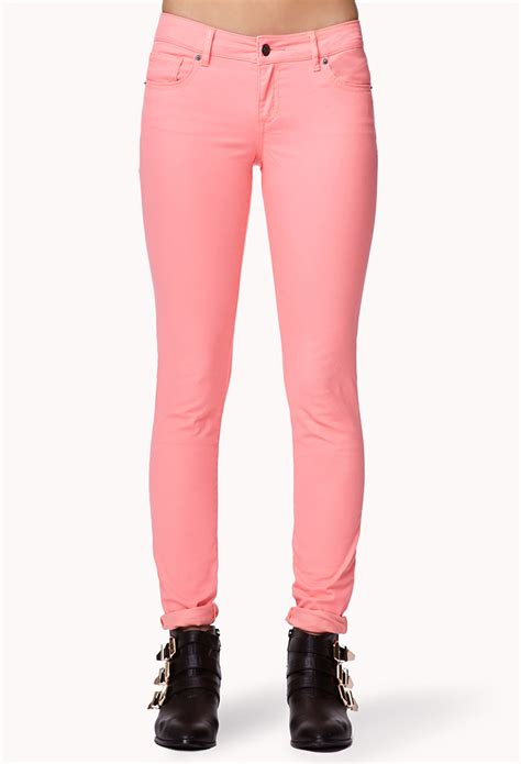 Lyst Forever 21 Soft Skinny Jeans In Pink