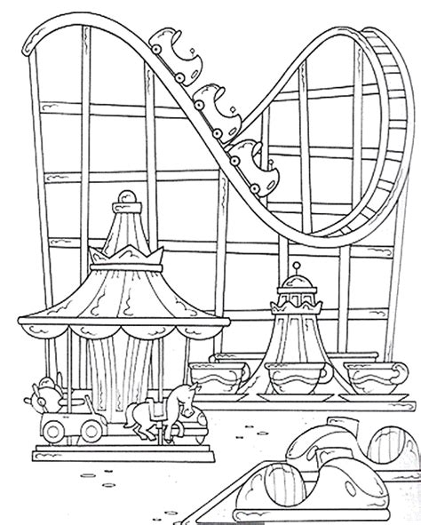 carousel  roller coaster  disney parks coloring sheet