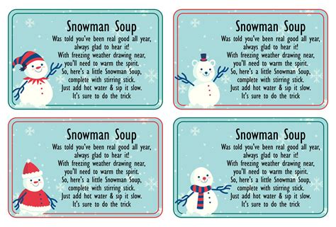 snowman soup printable labels  printable templates