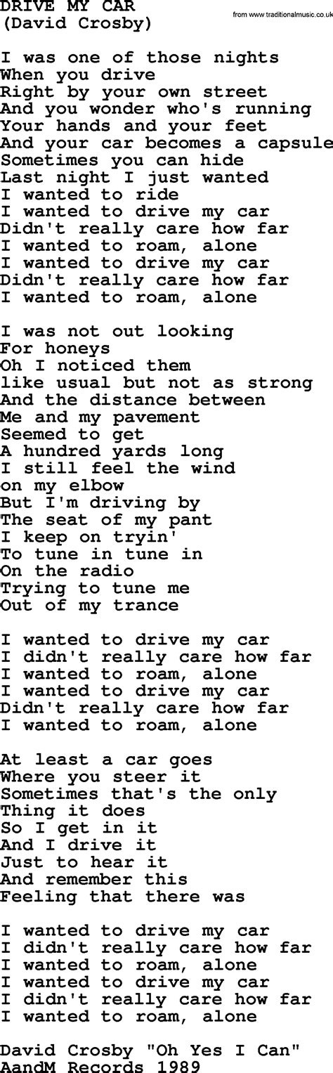drive  car   byrds lyrics