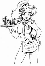 Waitress Makoto sketch template