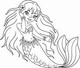 Zeemeermin Kleurplaat Mermaid Boyama Deniz Kizi Sayfasi Stockvector sketch template