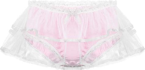 iefiel men s sheer mesh layers lace satin sissy pouch thongs underwear