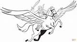 Coloring Pegasus Valkyrie Pages Riding Clipart Horse Flying Drawing Drawings Books sketch template