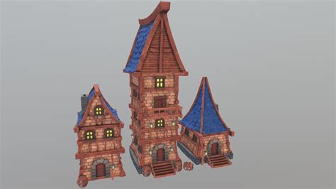 stylised houses 3d model by shihab miah shiha96 [754e32c] sketchfab
