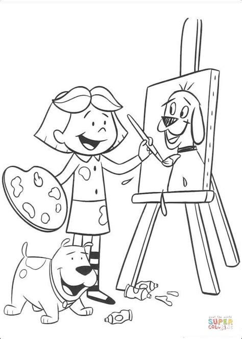 emily  painting clifford coloring page  printable coloring pages