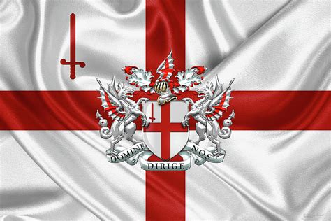 city of london coat of arms over city of london flag digital art by
