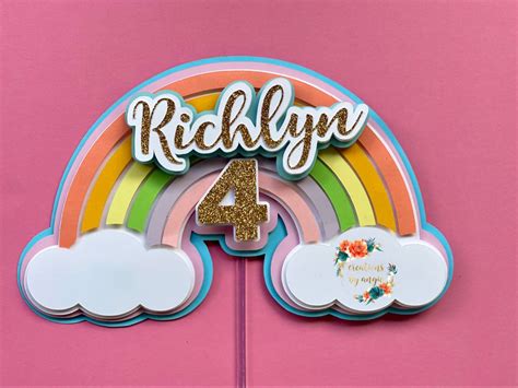 colorful rainbow cake topper  kids birthday party