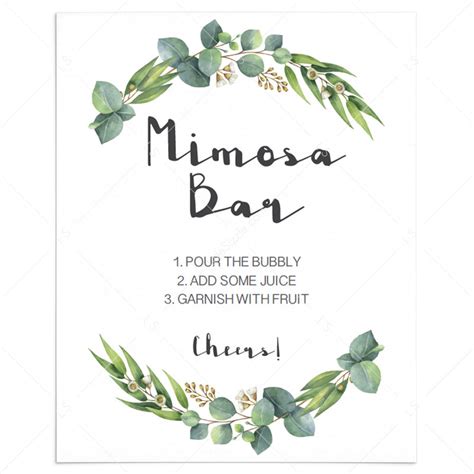 mimosa bar  printable