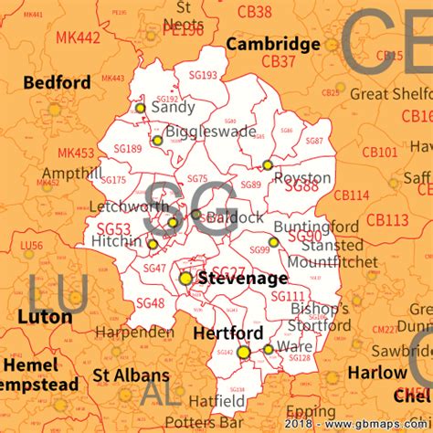 stevenage postcode area district and sector maps in editable format