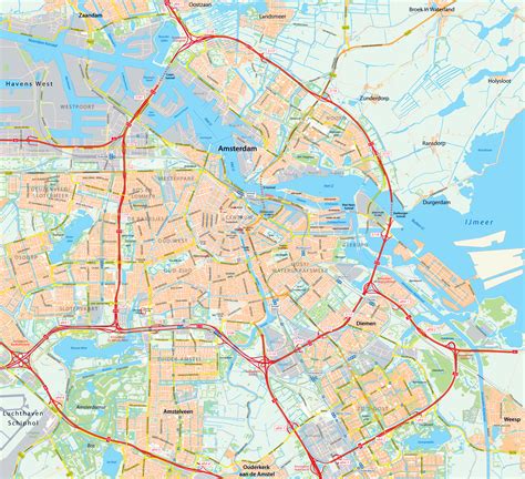 Detailed Map Of Amsterdam City Amsterdam Detailed Map