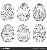 Coloring Stress Easter Anti Pages Illustration Eggs Zentangle Adult Stock Set Vector Doodle Elements Book Lena Depositphotos sketch template