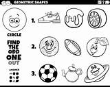 Objects Circle Shape Kids Coloring Educational Game Book Vector Clipart sketch template