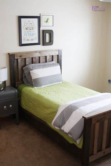 diy ana white twin bed rustic aged finish beingbrook
