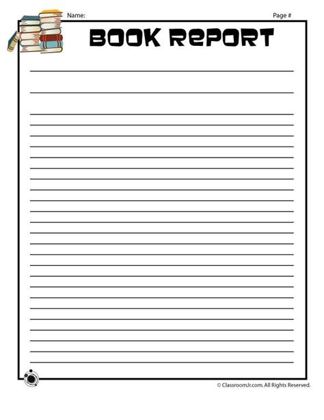 plain printable book report forms blank book report writing page