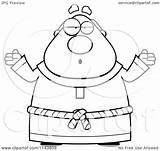 Monk Chubby Shrugging Coloring Clipart Cartoon Outlined Vector Cory Thoman Royalty Clipartof sketch template
