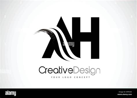 ah   creative modern black letters logo design  brush swoosh stock vector image art alamy