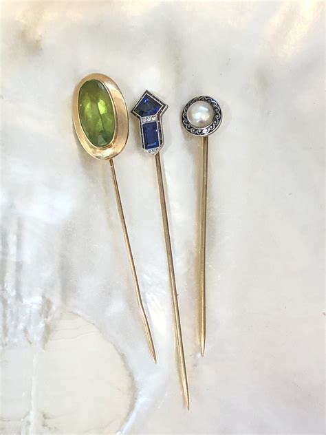 3 antique precious stone hat pins 3 antique precious stone hat pins